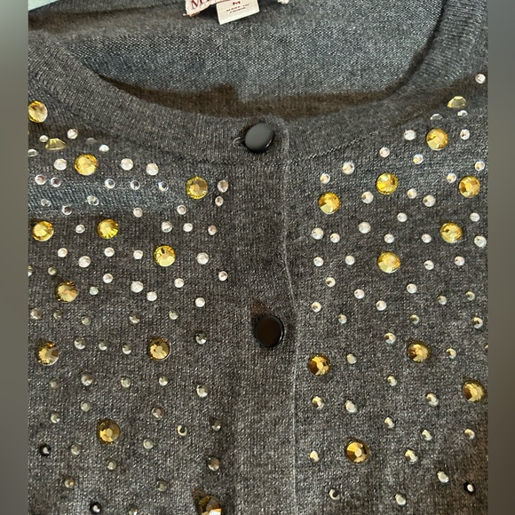New Merona Cotton Blend Embellished Button Down Cardigan Sweater Grey Medium - Picture 3 of 8